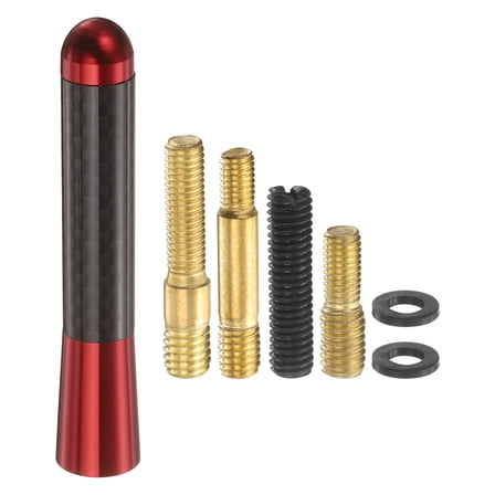 Uxcell Car Short Antenna Carbon Fiber Aluminum Universal Replacement Auto Radio Antenna (3.1", Red) - Conductive & Waterproof, for Cars RVs SUV Trucks