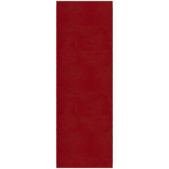 Ottomanson Non-Slip Hallway Runner Rug 20" x 59" Stain-Resistant Low Pile Carpet for Kitchen, Red