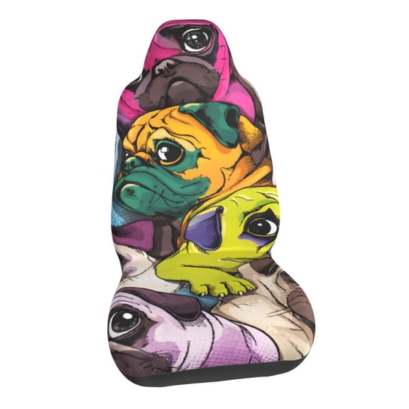 Funny Pug Dog Car Seat Covers Stretch Car Seat Protectors Universal Fit