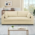 thumbnail image 2 of Lunale 79"L Corduroy Sofa, Deep Seat Sleeper Couch, 3-Seater Living Room Sofa, Cream, 2 of 9