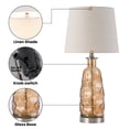 thumbnail image 3 of C Cattleya 23.5” Brown Glass Table Lamp with Textured Base and Linen Shade, 3 of 7