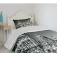 thumbnail image 4 of Ambesonne Black and White Quilted Bedspread Set 2 Pcs, Madrid at Night, Twin Size, Black White Grey, 4 of 6