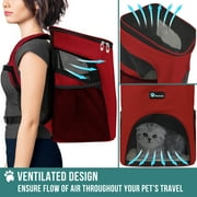 PetAmi Cat Backpack Carrier, Airline Approved Pet Carrier Backpack for Small Dogs and Large Cats, Soft Sided Collapsible Ventilated with Sherpa Bed for Hiking Travel, Max 18 lbs, Red