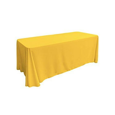 LA Linen Polyester Poplin Rectangular Tablecloth 90 by 132-Inch, Yellow Dark