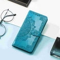 thumbnail image 2 of Stylish Wallet Case for Motorola Moto G Play 4G 2024, Floral Embossed PU Leather Magnetic Closure Kickstand Card Slots Wrist Strap Phone Cover for Motorola Moto G Play 4G 2024, Blue, 2 of 5