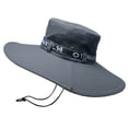 thumbnail image 1 of Sombrero de pesca transpirable de algodón y poliéster, sombrero de ala grande para el sol para hombre, verano, escalada de montaña, gris oscuro, 1 of 12