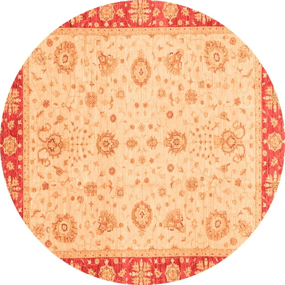Ahgly Company Indoor Round Abstract Orange Modern Area Rugs, 5' Round