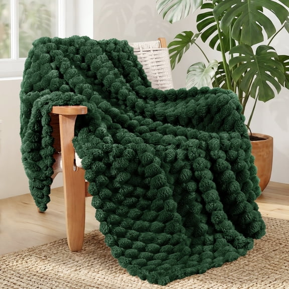 Whale Flotilla 50"x60" Throw Blanket for Couch with Expanded 3D-Jacquard Pattern, Fuzzy Soft Cozy Exquisite Blankets or All Season, Warm and Fluffy, Emerald Green