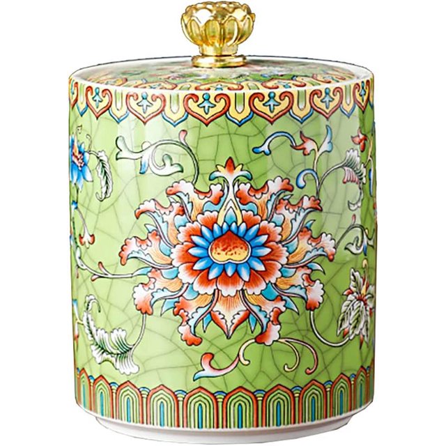 Enamel Ceramic Tea Caddy Tea Canister Tea Storage Container Tins Jar with Airtight Lid Water-proof Tank for Tea Coffee Herb Sugar Spice Nuts