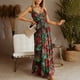 thumbnail image 2 of Falda larga para mujer con cuello en V y estampado bohemio con tirantes y cordones sin mangas Pompotops  qwe13325, 2 of 9