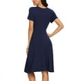 thumbnail image 4 of Baywell Women's Print V Neck Wrap Summer Dress with Short Sleeves and Loose Pockets S-XXXL, 4 of 8
