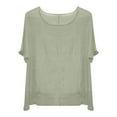 thumbnail image 4 of Yigetop Womens Linen Tops Women's Summer Short Sleeve Solid Casual Loose Linen Top Linen Blouses for Women Beige L, 4 of 4