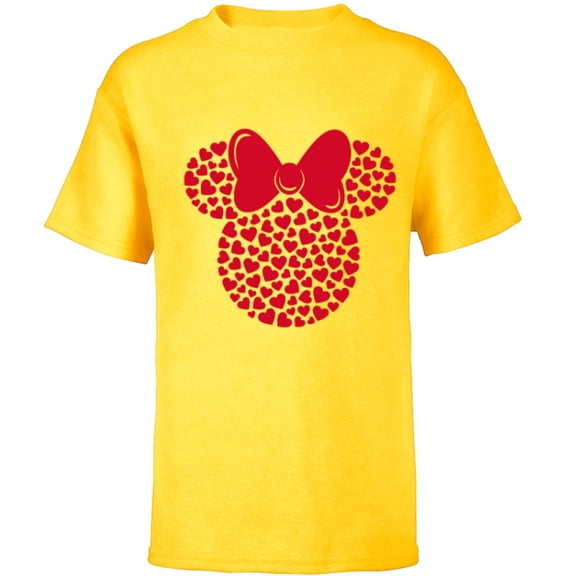 Disney Minnie Mouse Icon Filled with Hearts - Short Sleeve T-Shirt for Kids - Customized-Yellow