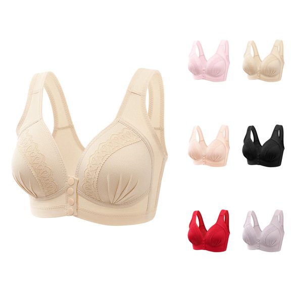 Front Closure Bras for Women Front Snap Lace Wide Strap Plus Size Wireless Comfortable Bralettes Everyday Bra
