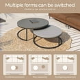 thumbnail image 2 of NessCarsti Modern Round Outdoor Coffee Table Set of 2, Nesting Wood Patio Tables with Black Metal Legs, Dark Gray, 31.5/23.7 Inches, All-Weather for Garden, Balcony, Porch, 2 of 8