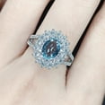 thumbnail image 1 of Anillo de diamante cuadrado con topacio azul pavo real chapado en plata 925, anillo de compromiso con piedras preciosas de promesa eterna, piedra preciosa de aguamarina para mujer, talla O, 1 of 4
