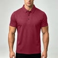 thumbnail image 2 of Golf Shirts For Men Short Sleeve Lapel Button Polos-Collared Texture Tops Casual Moisture Wicking Polos Shirt (2XL, Red), 2 of 9