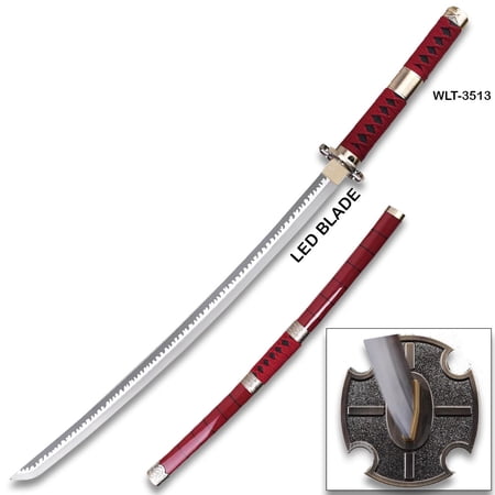 One Piece Roronoa Zoro Wado Ichimonji Cosplay Sword – 41" LED Light-Up Wood Blade Katana Replica with Scabbard 41 in