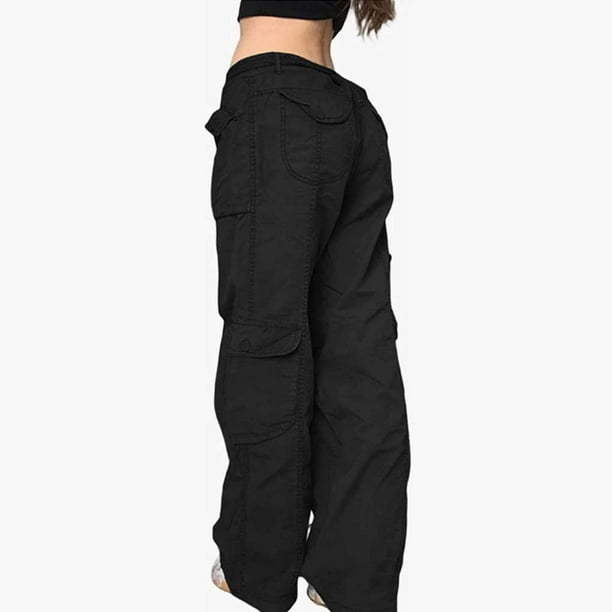 Cool Girl Drawstring Cargo Pants Women Pockets Design Buckle