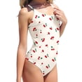 thumbnail image 3 of YunPes Girls Swimsuit One Piece Cute Cherry Bow Print Beach Vacation Bathing Suit for Teens Y2K Quick Dry Summer Swimwear Clothes, 3 of 5