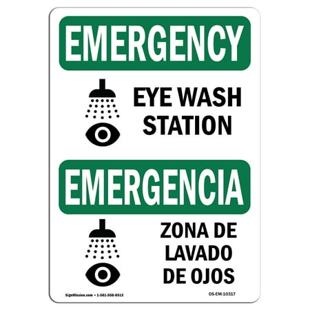 osha emergency sign eye wash station bilingual choose from aluminum rigid plastic or vinyl label decal protect your business construction site - Eye Wash Station Osha osha emergency sign eye wash station bilingual choose from aluminum rigid plastic or vinyl label decal protect your business construction site - Eye Wash Station Osha