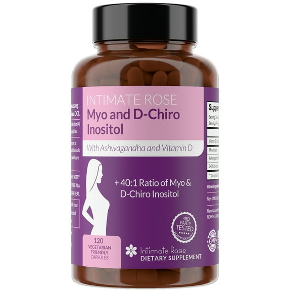 Inositol Supplement Capsules 2000 mg - 40:1 Myo Inositol D Chiro Inositol Blend for Hormonal Balance, PCOS, Fertility & Menstrual Health with Vitamin D3 & Ashwagandha - 30-Day Supply