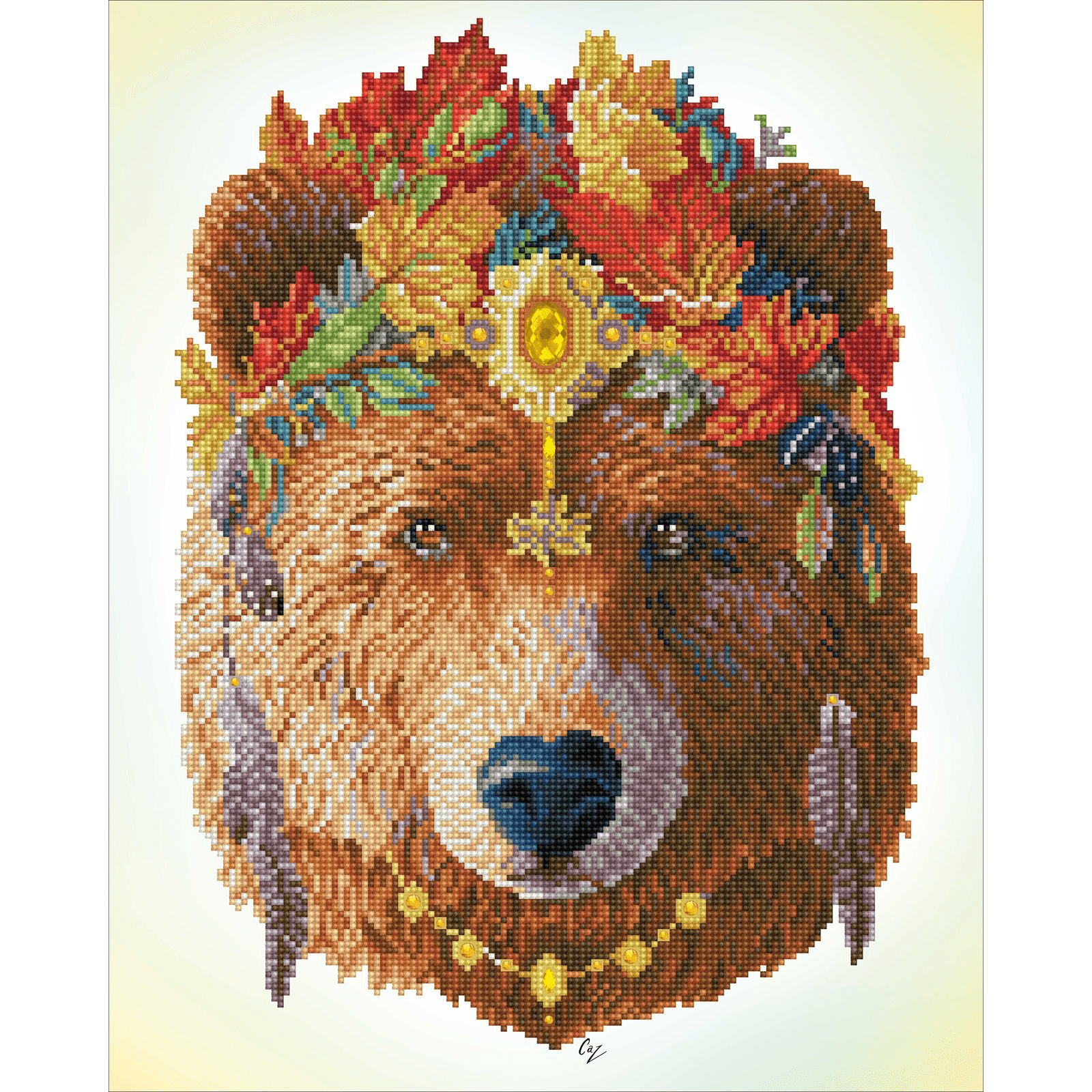 Diamond Dotz Bohemian Bear Diamond Painting Kits for Adults - Diamond Art Kits a Relaxing Creative Craft Kit with Dotz Gems 16.1x20.1