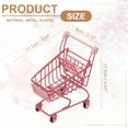 thumbnail image 2 of Carrito de compras mini, carrito de supermercado en miniatura, carrito de mano pequeño con ruedas para juegos de simulación, almacenamiento de muñecas, juguete para casa de muñecas, regalo, rojo rosa, 2 of 6