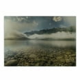 thumbnail image 1 of Nature Cutting Board, Alpine Lake with Stones Rocks in Crystal Water with Misty Fogy Clouds Image, Decorative Tempered Glass Cutting and Serving Board, Small Size, Grey and White, by Ambesonne, 1 of 1