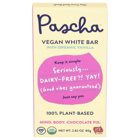 Pascha Organic Vegan White Chocolate Bar with Vanilla, 2.82 Ounce -- 10 per case.