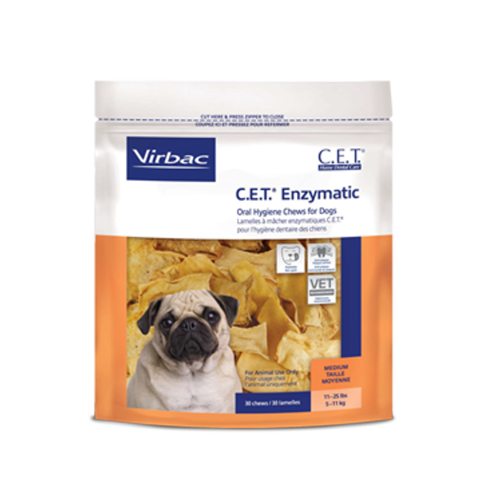 Virbac C.E.T. Enzymatic Oral Hygiene Chews for Medium Dogs, 30 Chews