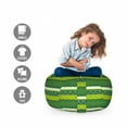 thumbnail image 2 of Aztec Storage Toy Bag Chair, Greenish Colors Motifs Modernized Look of Mexican Ornaments, Stuffed Animal Organizer Washable Bag, Small Size, Yellow Green Fern Green, by Ambesonne, 2 of 3