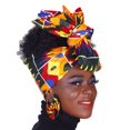 thumbnail image 4 of XIAOHUAGUA Fashion African Head Scarf And Warrings 2 Pieces Women Headwear Wax Ankara Hairband, 4 of 5