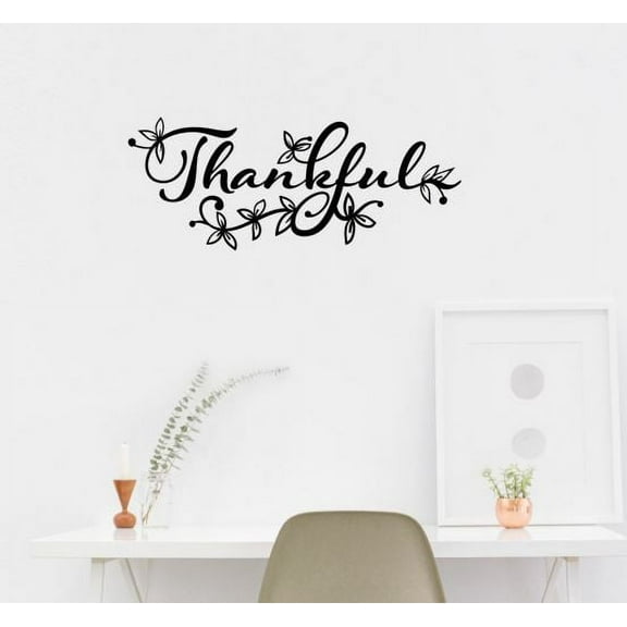 Wall Decor Stickers Thankful Word Lettering Home Decor Art Vinyl Decals Opt1 23x9.5-inch Black