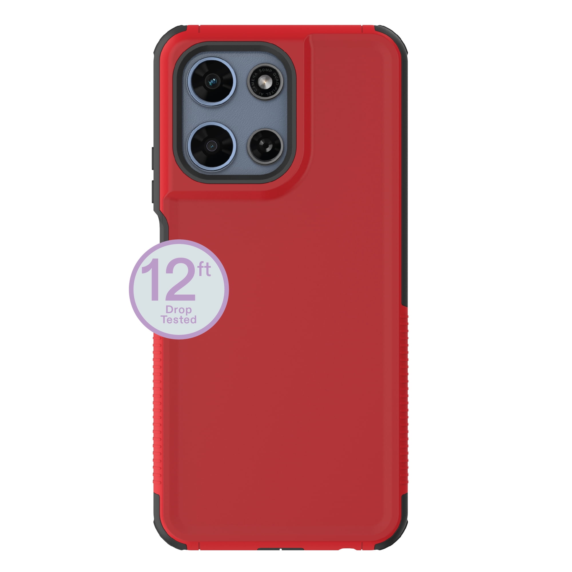 onn Slim Rugged Phone Case for Motorola moto g (2026) - Red/Black