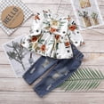thumbnail image 2 of Toddler Baby Girl Clothes Baby Girl Outfits Long Sleeve Round Neckline Floral Top Jeans Pants 2PCS Set 18-24 Months, 2 of 9