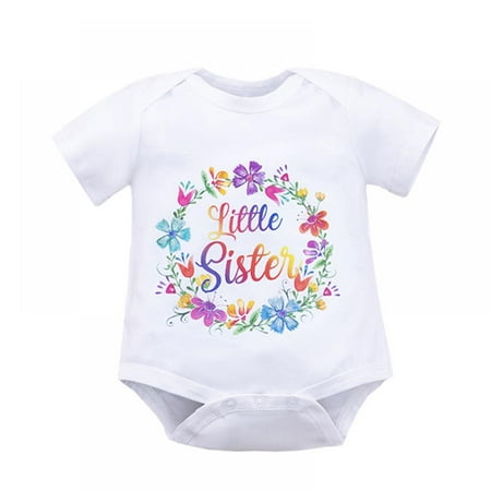 

Clearance Funny Cute Print Letters Rompers Newborn Infant Bodysuit Baby Kids Short Sleeves Top