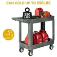 thumbnail image 3 of Dextrus Heavy-Duty Plastic Utility Cart - 550lbs Capacity, 2-Tier Rolling Storage Organizer with Deep Shelves for Warehouse and Garage, Gray, 3 of 7