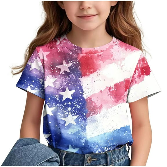 ZACPNCV Girls Shirts Graphic T-Shirt Neon Clothes Kids Novelty Youth Short Sleeve Animals Print Tees Red 5-6 Years