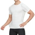thumbnail image 3 of BiZtdJrK Men's Breathable Quick Dry Athletic Shirts Running Hiking Short Sleeve Base Layers T-Shirt Moisture Wicking Muscle Tops, White, L, 3 of 5