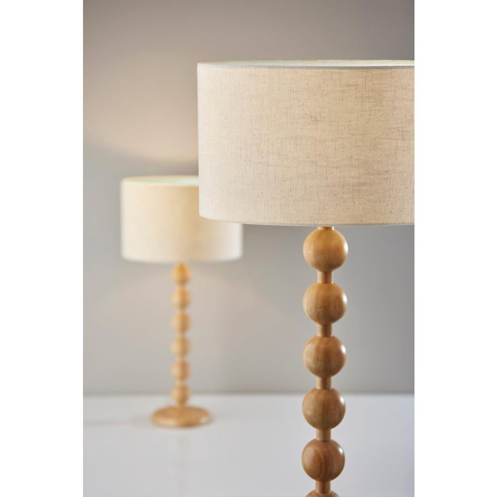 Adesso Orchard 62" 3-Way Wood Decorative Floor Lamp with Cream Drum Shade