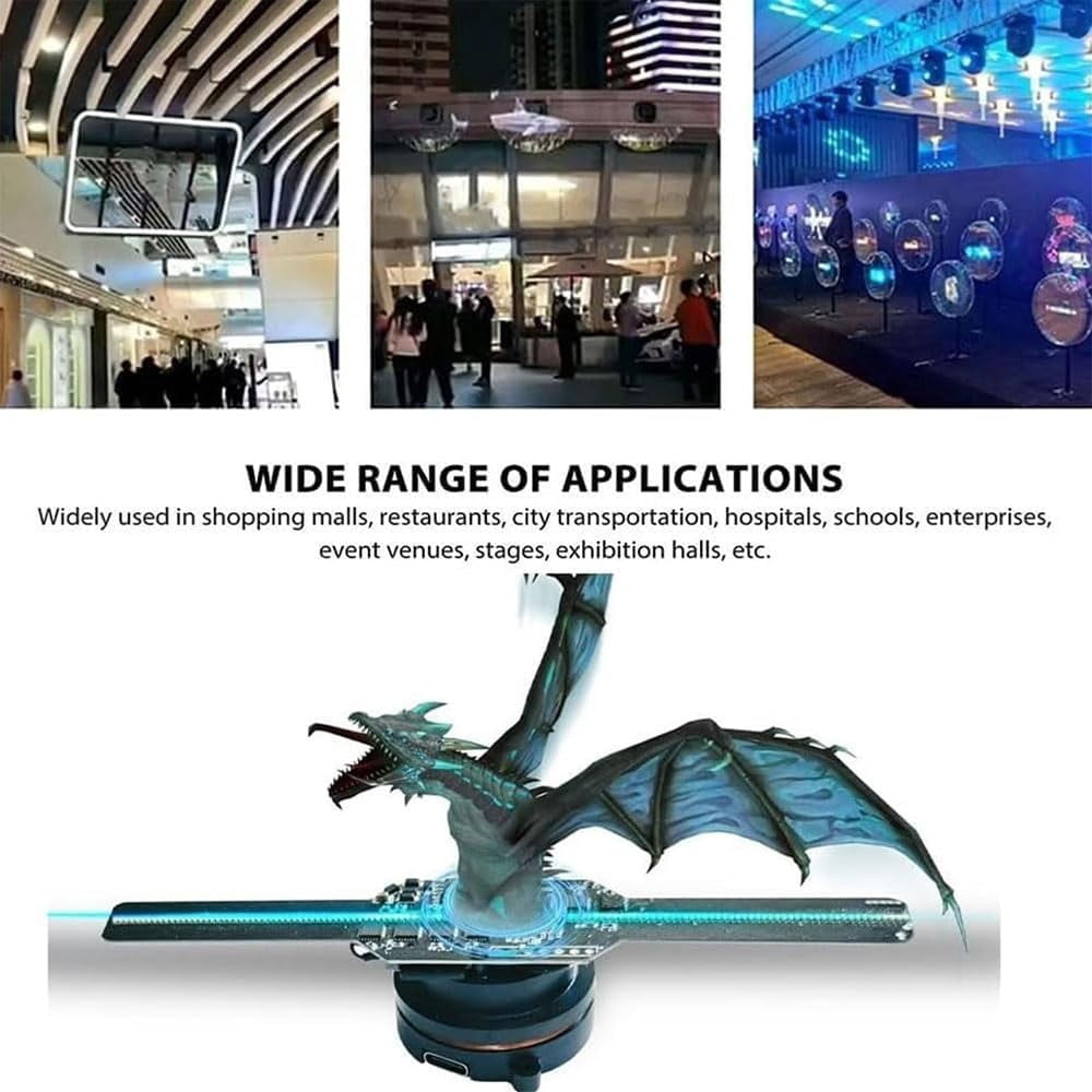 3D Hologram LED Fan Projector, Holographic Christmas Tree, 3D Fan Hologram Projector Christmas Tree, LED Fan Hologram Projector for Shop, Bar, Christmas Halloween Party Advertising Display Events(1pc)