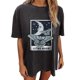 thumbnail image 1 of Blusa de manga corta con estampado de luna y sol de calavera con mangas caídas vintage para mujer Fridja  gope2686, 1 of 9
