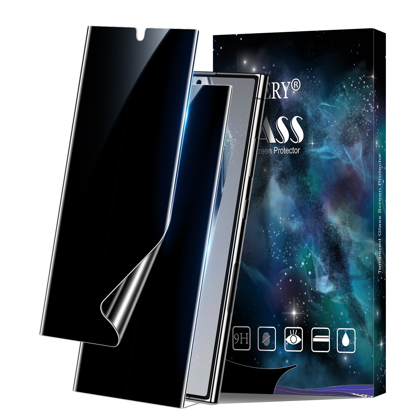 [2 Pack] Cnarery Samsung Galaxy S24 Ultra Privacy Screen Protector Flexible TPU, Fingerprint Unlock, Scratch Resistant, Easy Installation, Case Friendly, Bubble Free