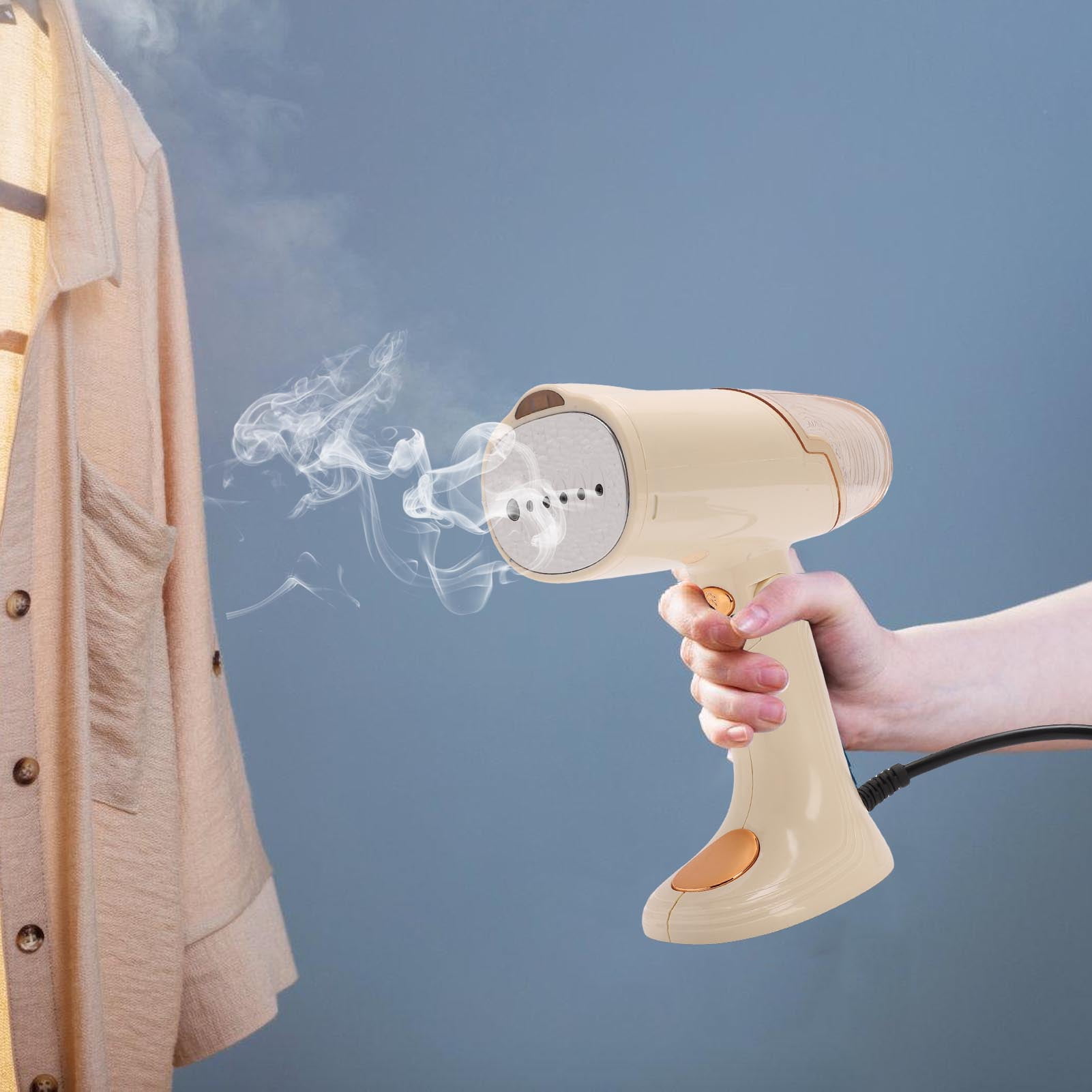 Rupoun Handheld Steam Iron for Clothes 1500W 128ml Foldable Portable Steaming Machine Garment Fabric Wrinkles Remover for Travel White