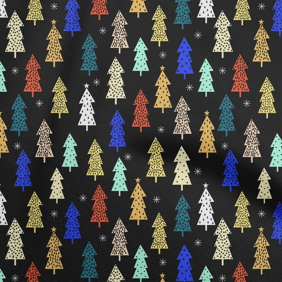 oneOone Polyester Lycra Black Fabric Tree Sewing Material Print Fabric By The Yard 56 Inch Wide