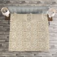 thumbnail image 3 of Ambesonne Beige Quilted Bedspread Set 3 Pcs, Wedding Bouquet Flora, Queen Size, Dust Beige Tan, 3 of 3
