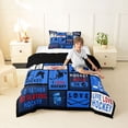 thumbnail image 2 of Castle Fairy Hockey Print Twin Comforter Sets 2pcs, Sport Minimalism Checkered Bedding Set, Blue Black,Black Reversible,1 Comforter and 1 Pillowcase, 2 of 6