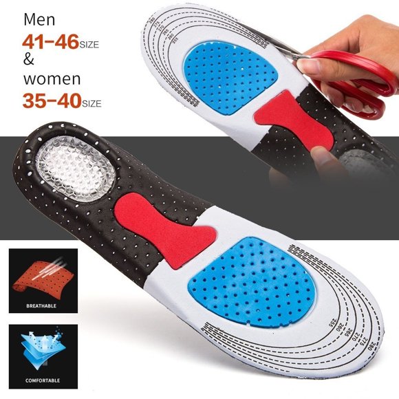 Shock-Absorbing Insoles for Men & Women (35-46) - Arch Support Cushion for Running, Hiking, Basketball, Work & Sports Shoes - Comfort All Day