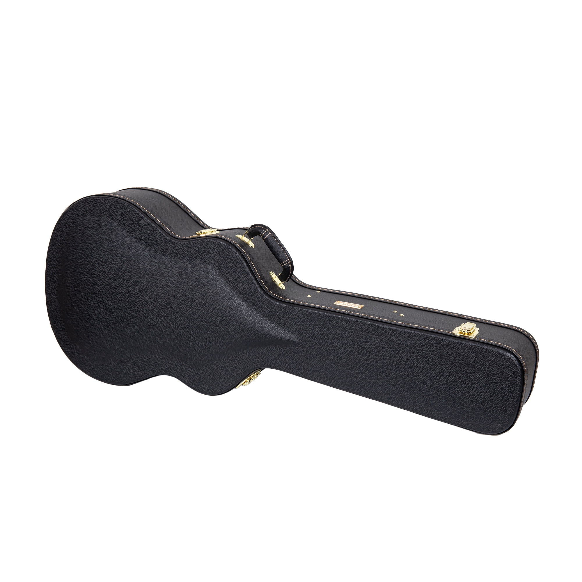 Crossrock Hard-Shell Wooden Case-Fits 12-Frets 000/OM Classical Nylon String Acoustic Guitars-Stainless Steel Latches, Sponge Lining, Metal Feet, Storage Space-Black (CRW620-00012BK)